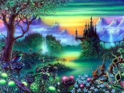 MagicArt Tapiserie cu diamante MagicArt Premum - Regatul Magic, 30 x 40 cm, cu mărgele rotunde + AB (VC-TY1229)