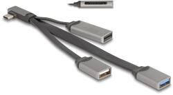 Delock 2 Portos USB Hub Beépített SD És Micro SD Kártyaolvasóval, Valamint USB Type-C Csatlakoztatóval
