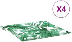 vidaXL 4 db levélmintás szövet székpárna 40x40x3 cm 0.55 kg (361003)