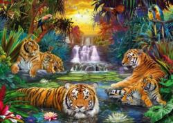 MagicArt Tapiserie cu diamante MagicArt - Regatul Tigrilor, 40 x 50 cm, cu mărgele rotunde (S297)