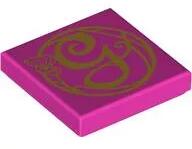 LEGO® 3068bpb2484c47 - LEGO sötét rózsaszín csempe 2 x 2 méretű, arany 'G' és virág mintával (3068bpb2484c47)