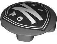 LEGO® 2654pb028c85 - LEGO sötétszürke lap 2 x 2 méretű, kerek, fekete pajzs és fehér 'N' mintával (2654pb028c85)