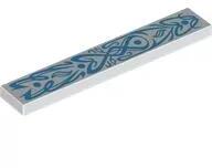 LEGO® 6636pb362c1 - LEGO fehér csempe 1 x 6 méretű, kék sodronyzománc mintával (6636pb362c1)