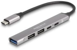 Delock 4 Portos Vékony USB Type-C Hub 1 x A-típusú USB 10 Gbps, 2 x USB 2.0 A-típusú És 1 x USB 2.0 USB Type-C , Valamint PD 95 W - fizz - 11 869 Ft