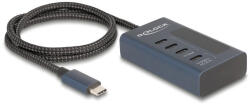 Delock USB 10 Gbps Hub 4 Db. USB Type-C Porttal, Amelyből 3 Adat Csatlakoztatási Felület És Egy Adat És 20 Watt-os PD Tápjelzéssel