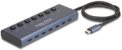 Delock USB 5 Gbps Hub 7 USB Type-C Porttal És Kapcsolóval, Melyből 6 Adatport És Egy Adat És 20 Wattos PD Port