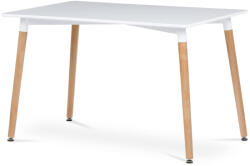 Artium Étkezőasztal 120x80x74 cm, MDF / fém keret - fehér matt lakk, fa lábak