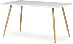 Artium Étkezőasztal 140x80, MDF, fehér matt asztallap, fém lábak tölgy színben