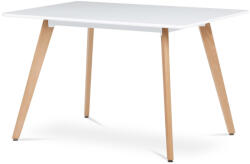 Artium Étkezőasztal 120x80x74 cm, MDF, fehér matt lakk, tömör bükk lábak. DT-313