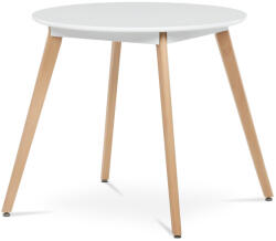 Artium Kerek Étkezőasztal, 80x80x74 cm, MDF - fehér matt lakk, fém keret, fa lábak