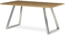 Artium Stůl jídelní 160x90cm, MDF+ dýha, odstín dub, kovové nohy, broušený nerez