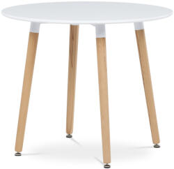 Artium Fiatalos Étkezőasztal Skandináv Stílusban. Étkezőasztal, 90x90x74 cm, MDF - fehér matt lakk, fém keret, fa lábak