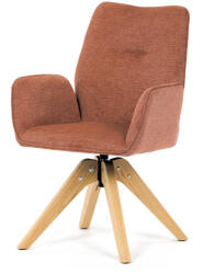 Artium Karfás étkezőszék, narancssárga vízlepergető anyagból, tölgy lábakkal, 360°-ban forgatható