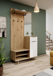 Wipmeb NORDIC B Előszobaszekrény Artisan Tölgy/Matt Fehér Színben