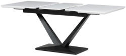 Artium Étkezőasztal, 140+40x85, fehér matt MDF lappal, fekete fém lábakkal