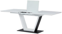 Artium Kihúzható étkezőasztal 160+50x80x76, 5, matt fehér, edzett üveg