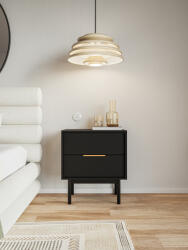 WIPMEB Éjjeliszekrény 2 fiókkal fekete színben arany fogantyúkkal - VIVA VI06