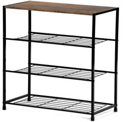 Artium Cipőtartó, 3 polc, MDF, vintage sonoma fa dekor, fekete fém