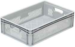 Bekuplast Basicline Euro Láda 600 x 400 x 170 mm, oldalai és alja bordázott, nyitott fogantyúval, szürke (1762_330014_401001)