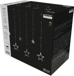 Entac Karácsonyi Függöny IP44 138 LED 12db csillag + időzítő 2x1m IR távirányítóval (ECCL-138-SS-2X1)