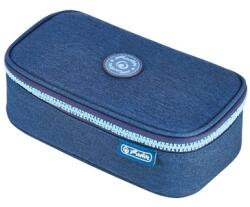 Herlitz Tolltartó ovális HERLITZ Beat Box ABC kék/türkiz, cipzár fogazata az ABC betűivel díszített, 1 klapnis