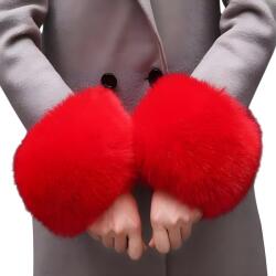 HARAHU Szőrme mandzsetta - Piros KP37723