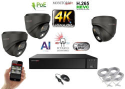 Monitorrs Security - AI Hybrid Light IP kamerarendszer 3 kamerával 8 Mpix GD - 6482k3