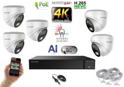 Monitorrs Security - AI Hybrid Light IP kamerarendszer 5 kamerával 8 Mpix WD - 6481k5