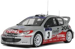 Peugeot 206 WRC #3 Pannizzi Tour De Corse ezüst 2002 modellautó 1:18