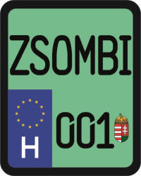  Rendszám matrica rollerre (ZSOMBI-001)