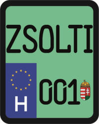  Rendszám matrica rollerre (ZSOLTI-001)