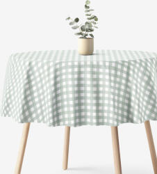 Goldea kör alakú pamut terítő - zsálya színű kockás Ø 110 cm