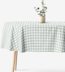 Goldea ovális pamut terítő - zsálya színű kockás 140 x 180 cm