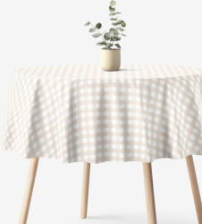 Goldea kör alakú pamut terítő - latté kockás Ø 100 cm