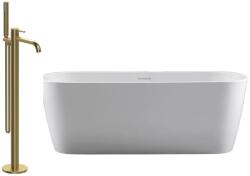 EWECA Set cada freestanding Beauty, ovala, acril, alba, 170 x 80 x 58 cm, cu baterie Slimmer gold periat, Eweca (CFR6861&1310651)