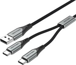  KÁBEL USB-A/M -> 2*USB-C/M, 0, 5m, (3A, 60W), Vention (CQOHD)