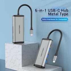  HUB USB-C -> USB/TF/SD/PD, Vention (TGRHB)