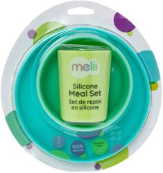 Melii Set 3 Recipiente Silicon Hrana Bebe, Melii, Blue&lime&mint (ml13600) Set pentru masa bebelusi