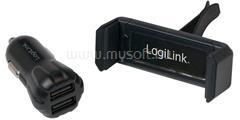 LogiLink USB autós töltőkészlet, 2portos töltő (10W) + tartó (LOGILINK_PA0133) (LOGILINK_PA0133)
