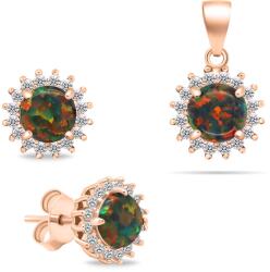 Brilio Silver Set minunat bronz de bijuterii cu pietre de zircon SET231RBC (cercei, pandantiv)
