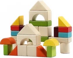  Színes fa építőkocka készlet 30 darabos (106802485)