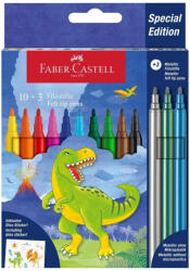Faber-Castell Carioci Faber-Castell FC554214, 10 + 3 culori, Motiv dinozaur (FC554214)