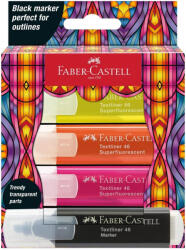 Faber-Castell Set 4 x Textmarker superfluorescent editie speciala glassy FABER-CASTELL FC254693, 4 culori/set (FC254693)