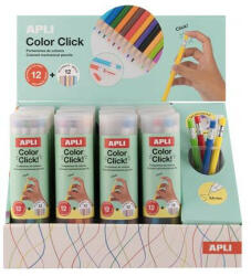  Színes töltőceruza készlet, display, APLI " Color Click" , 12 különböző szín, 12 készlet/display
