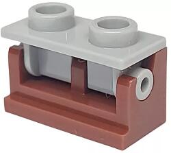 LEGO® 3937c08c88 - LEGO világosszürke lap 1 x 2 zsanér vörösesbarna alapon 1 x 2 méretű (3937c08c88)