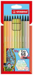 STABILO Pen 68 rostirón készlet, 1 mm, 10 különböző zöld-sárga szín (TST681022)