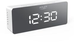 Adler AD1189 Digitális ébresztőóra, Tükör effektus, Szobahőmérséklet, LED, Fehér (AD1189W-4463)