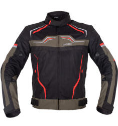 W-Tec Nyári motoros dzseki W-TEC Rovin, szellőzőpanelek, tépőzár, 600D poliészter, visionight fényvisszaverő elemek fekete-zöld-piros 6XL (28789-6XL)