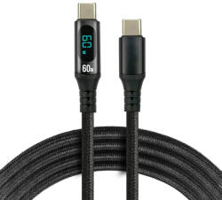 everActive USB-C PD LCD kábel Power Delivery 2.0 3A/20V 60W gyorstöltés 1m feket