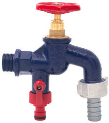 ERMETIQ Kerticsap öntöttvas, dupla kifolyóval, tömlővéggel, 3/4" festett kék (ION-RA34D ) (ION-RA34D)